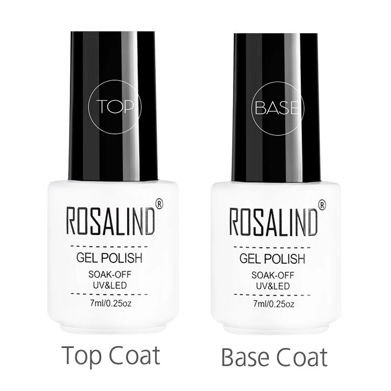 TOP and BASE ROSALIND верхнее Базовое покрытие Гель-лак УФ Блестящий герметик замачивающийся укрепляющий 7 мл стойкий лак для ногтей маникюрный гель лак праймер - Цвет: TOP and BASE