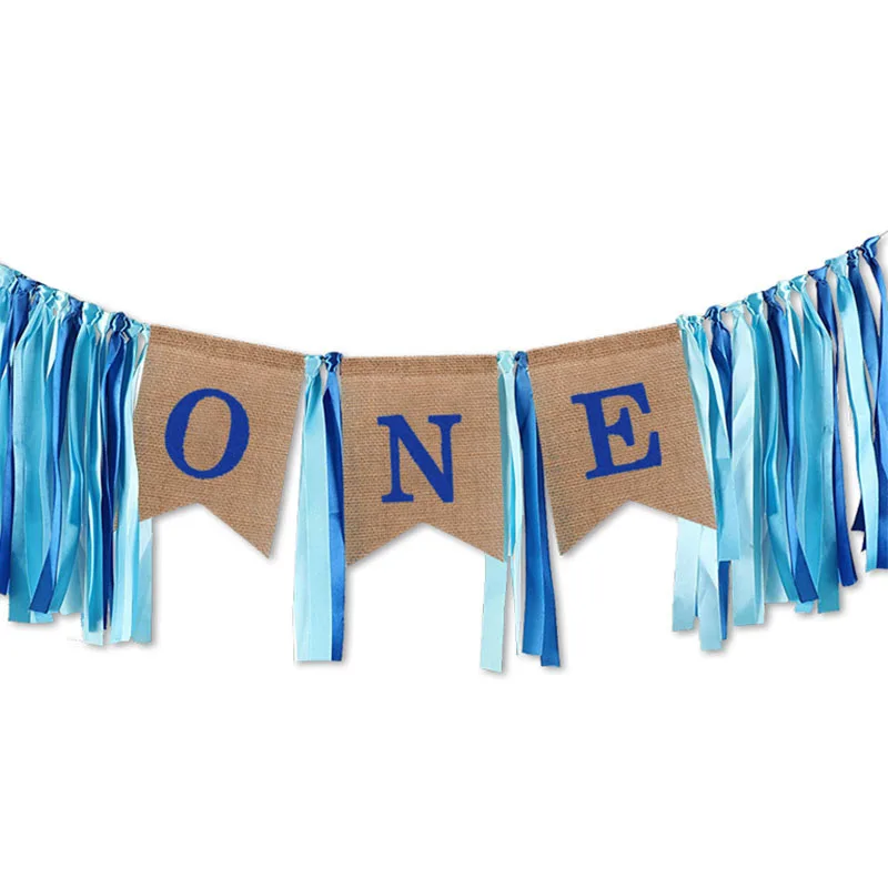 blue one banner Gala-zone ребенок первый день рождения синий розовый стул баннер один год 1-й День рождения Декор девочка 1-й год день рождения шляпа поставки - Цвет: blue one banner