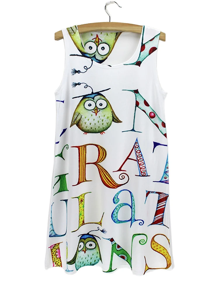 2015 г. Летнее платье с надписью на английском языке белая футболка без рукавов