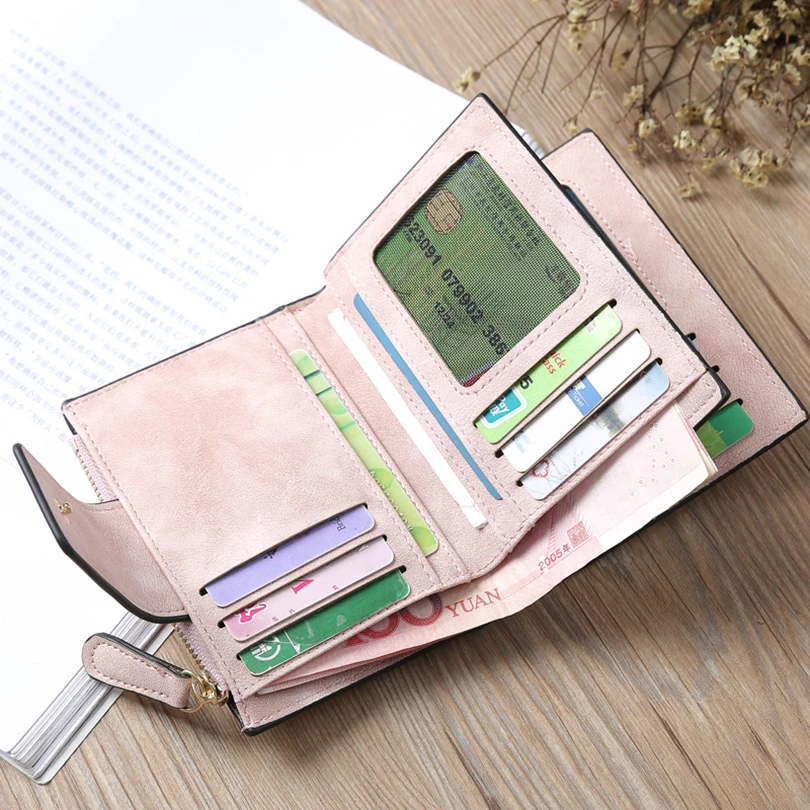 Женский кошелек модный винтажный женский маленький из кожи многофункциональные