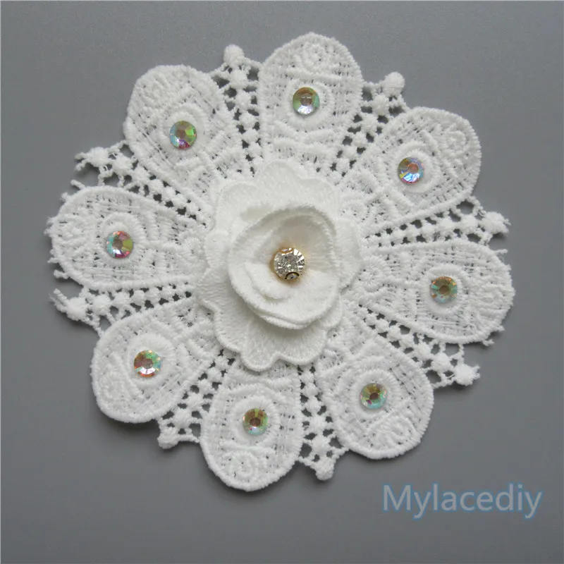Цветочная вышитая кружевная лента для стразы 11 см 5 шт. | Дом и сад
