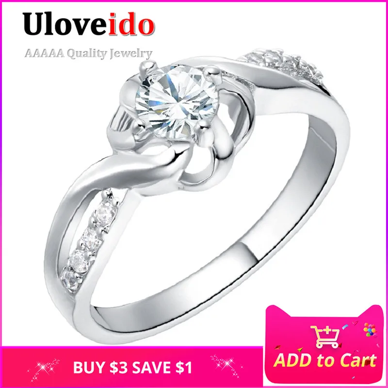 Uloveido one piece &quotфианит&quot бижутерия кольца для женщин aneis femininos обручальное кольцо