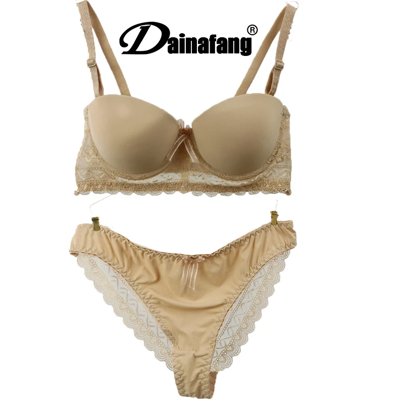 

DaiNaFang Brand New Sexy Bras Set Push Up Demi Seamless Wedding Lady Underwear Lace B Cup Womens Lingerie