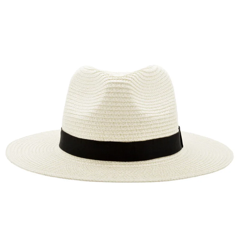 Ivory Straw Panama С Широкими Полями Летняя фетровая шляпа в стиле джаз, Соломенная Панама, шляпы для мужчин, соломенные шляпы от солнца для женщин, пляжная кепка S, пара солнцезащитных козырьков, шляпы Chapeu YY18030 - Цвет: Ivory Straw Panama