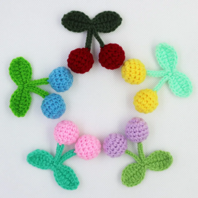 Wholesale(50 pieces/lots) Handmade DIY Knitting Craft Cotton Yarn Cherries Design for Clothing Sweater Decoration Accessories | Дом и сад