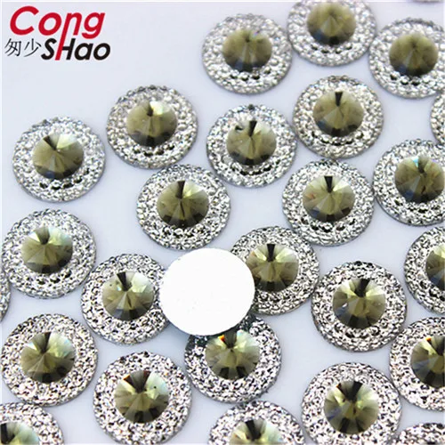 Light gray Cong Shao, 200 шт, 12 мм, цветные круглые камни с плоской задней частью и стразы из смолы с кристаллами, отделка «сделай сам», драгоценные камни для костюма, пуговицы для рукоделия YB495 - Цвет: Light gray