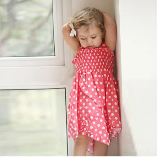 Девочка Розовый Точка Экипировка Костюм 3 шт. Dress + Трусики Шляпа Набор Детей