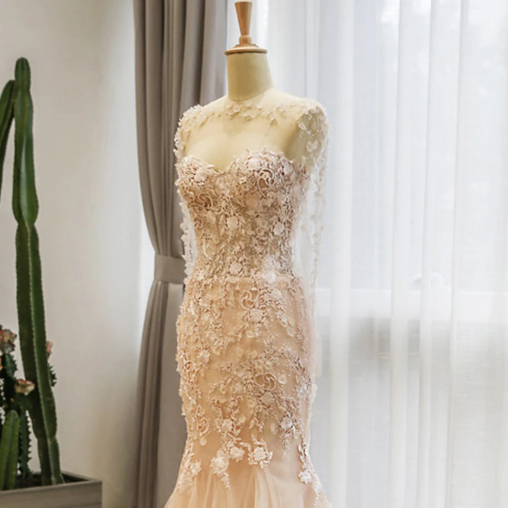 Vestido De Noiva Sereia Новое поступление Бисероплетение Аппликации Цветы Русалка Свадебные платья с шалью Интернет-магазин Китай Mariage