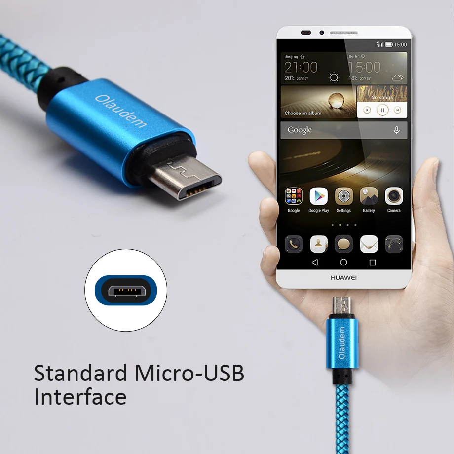 Olaudem Mobile Phone Cables Android Micro USB Cable Fast Charging Nylon Braided 1M Data CB028 | Мобильные телефоны и