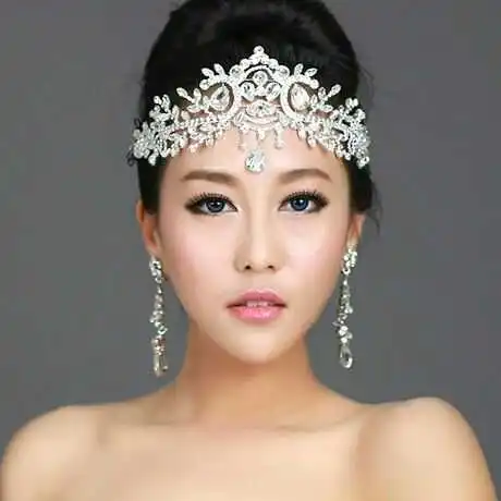 Свадебные тиары de Cabelo das Mulheres de Cristal Joias de Casamento acessorios de Кристальные тиары E Coroas Cadeia
