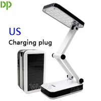 US plug Светодиодный настольный светильник DP солнечная батарея перезаряжаемая Складная и регулируемая настольная лампа с 24 светодиодный светильник для чтения AC220V - Цвет корпуса: US plug