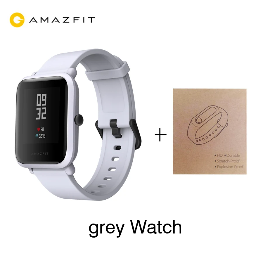 [Английская версия] Xiaomi Amazfit Bip Смарт часы Huami gps Смарт-часы Bluetooth 4,0 сердечного ритма 45 дней Батарея IP68 - Цвет: Grey