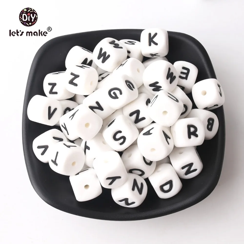 Let's Make-mordedor con letras para beb&eacute;, cuentas de silicona de grado alimenticio, juguetes de dentici&oacute;n y manualidades DIY, productos de enfermer&iacute;a, 12mm, 10 Uds.-0