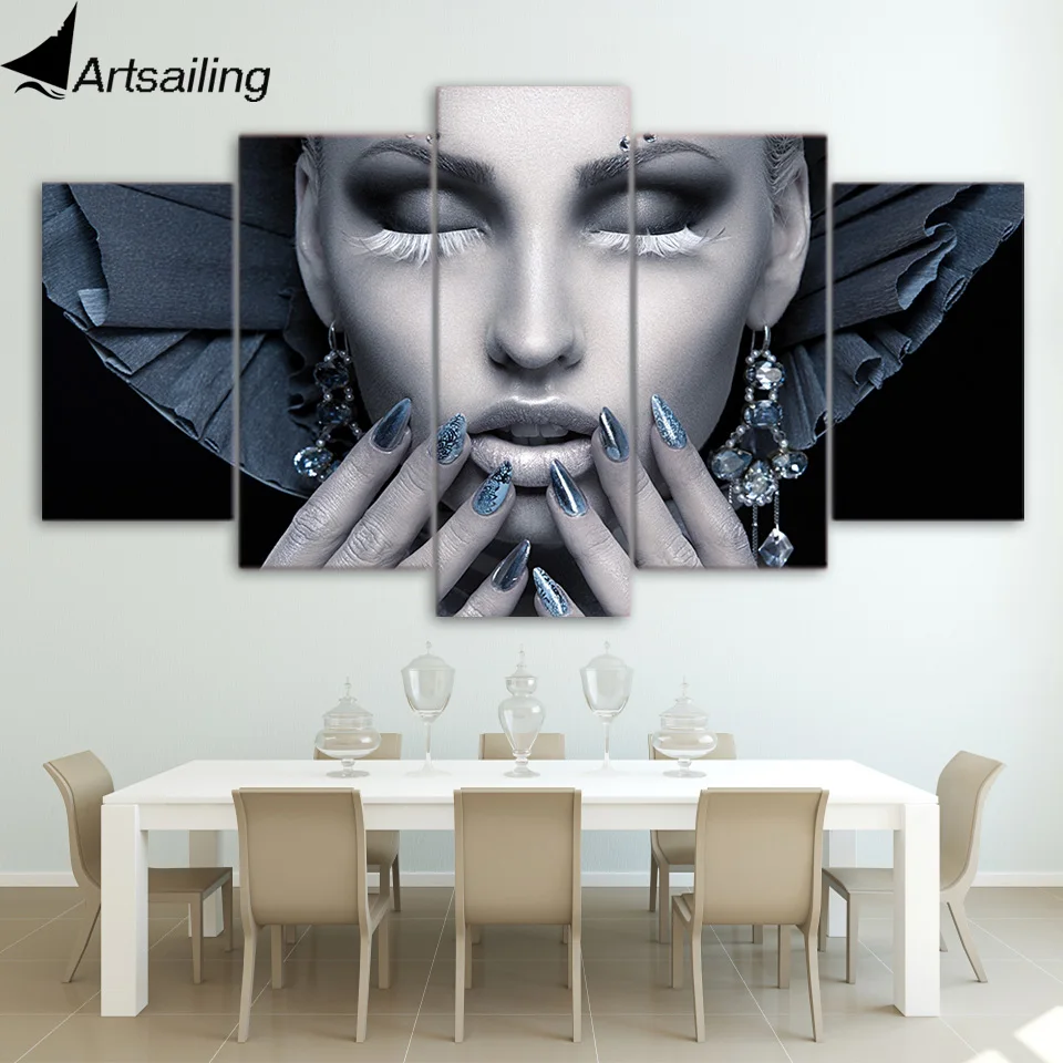 ArtSailing HD печать 5 шт Холст Искусство сексуальная женщина ногтей маникюр Живопись