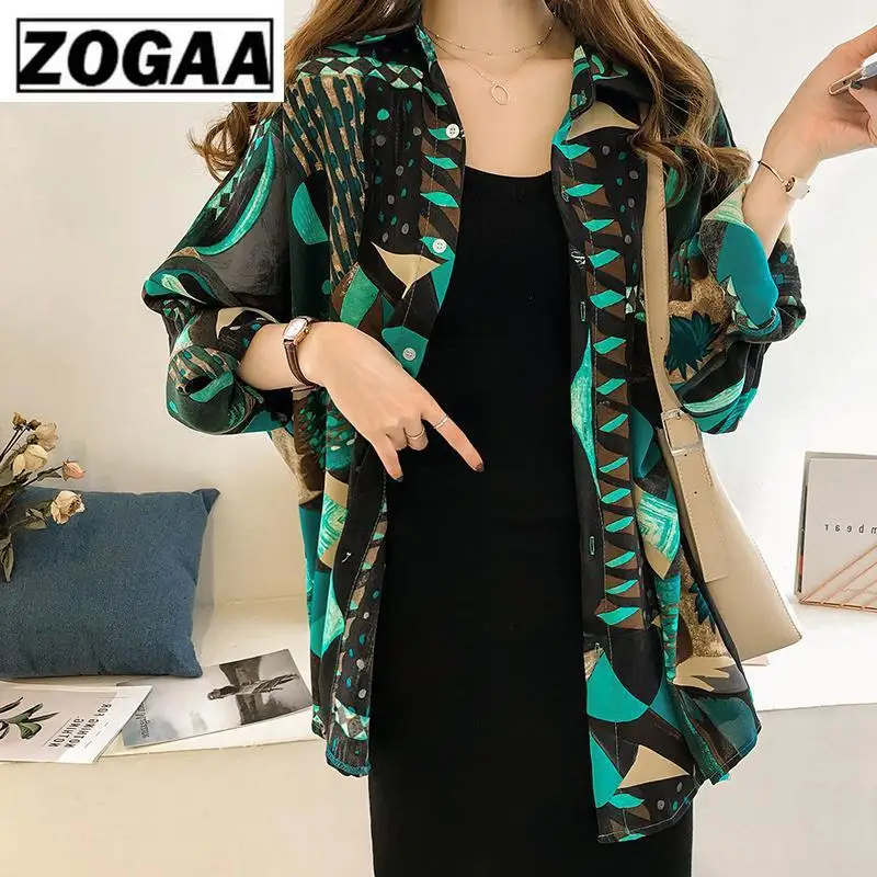 Женская блузка с длинным рукавом ZOGAA черная Свободная рубашка в Корейском стиле