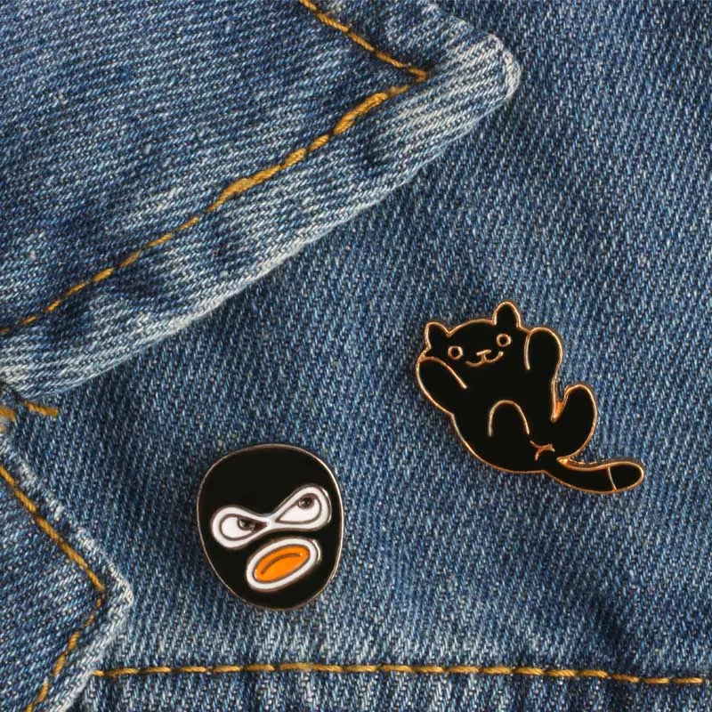 Mask And Cat 2-5 шт. в наборе, броши с изображением животных из мультфильмов, растений, кошек, альпаки, птиц, цветов, эмалированные булавки, женская одежда, джинсы, нагрудная булавка, мужская сумка со значком, ювелирные изделия - Окраска металла: Mask And Cat