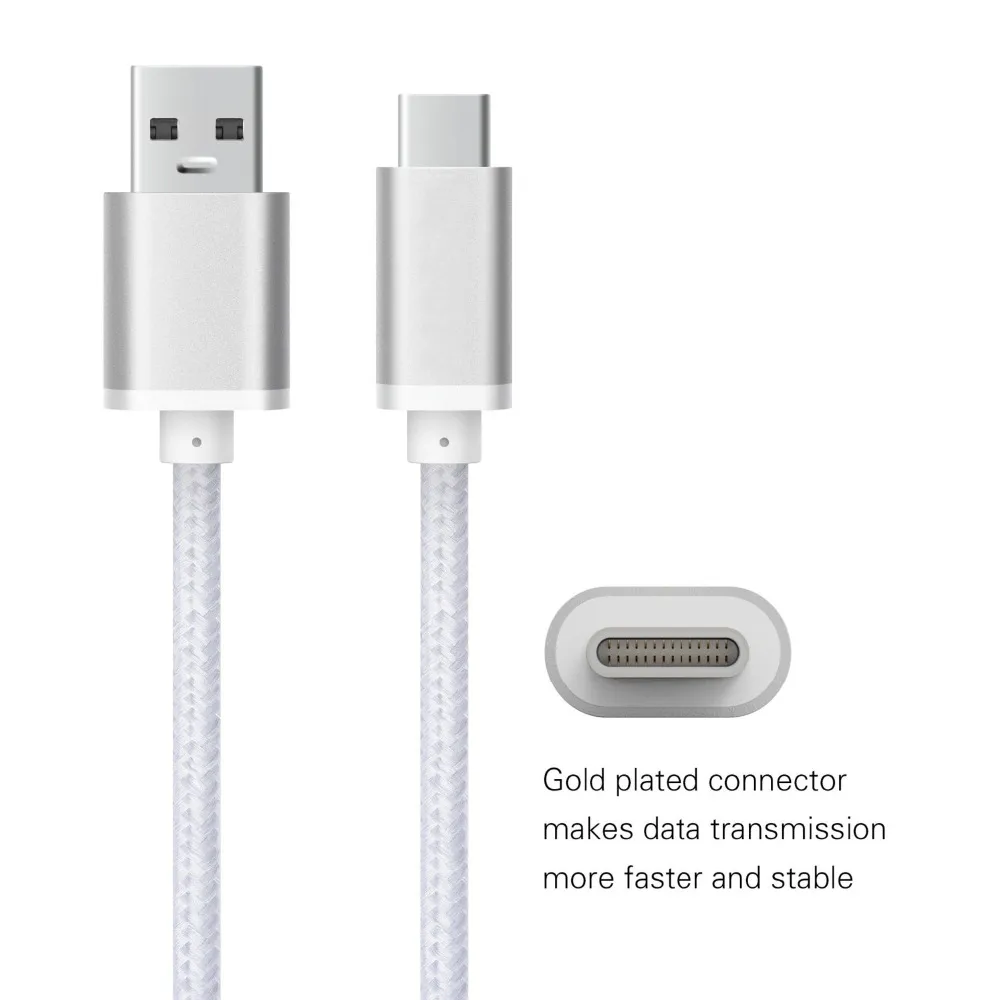 Зарядный кабель USB Type C для ZenPad Z8 Wileyfox Swift 2 Plus алюминиевый нейлоновый 1 м|usb 3.1 c cable|usb