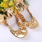 Женские туфли для танца живота USHINE, балетки из искусственной кожи золотистого цвета в индийском стиле, танцевальная обувь для девочек и женщин