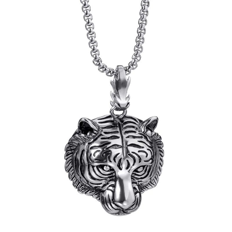 Мужская цепочка Elfasio из нержавеющей стали с подвеской в виде тигра золотого и