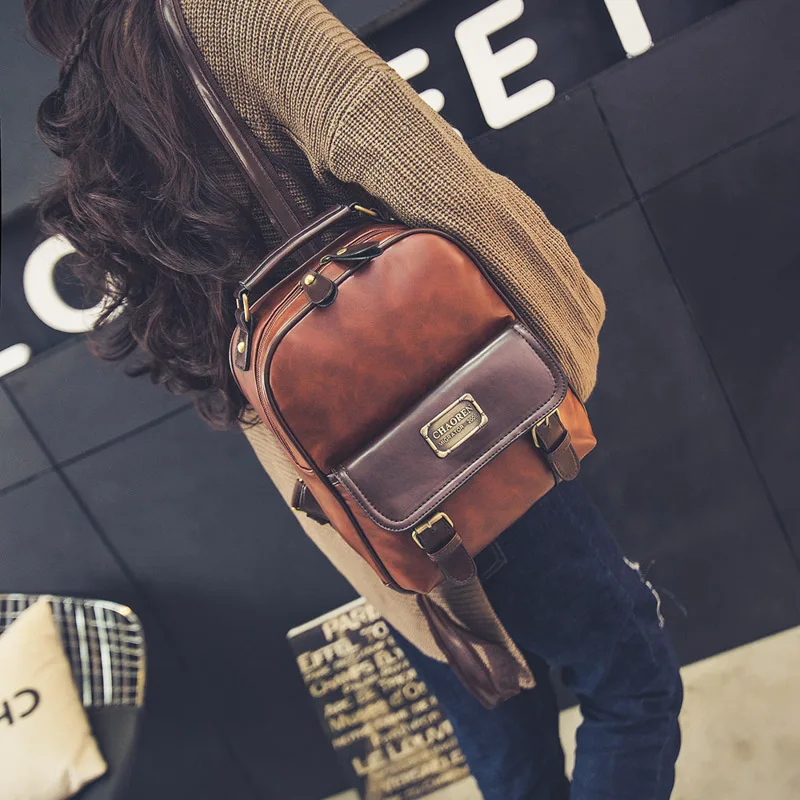 Для женщин рюкзак женский бренд back pack колледж Стиль Кожаный школьный рюкзаки