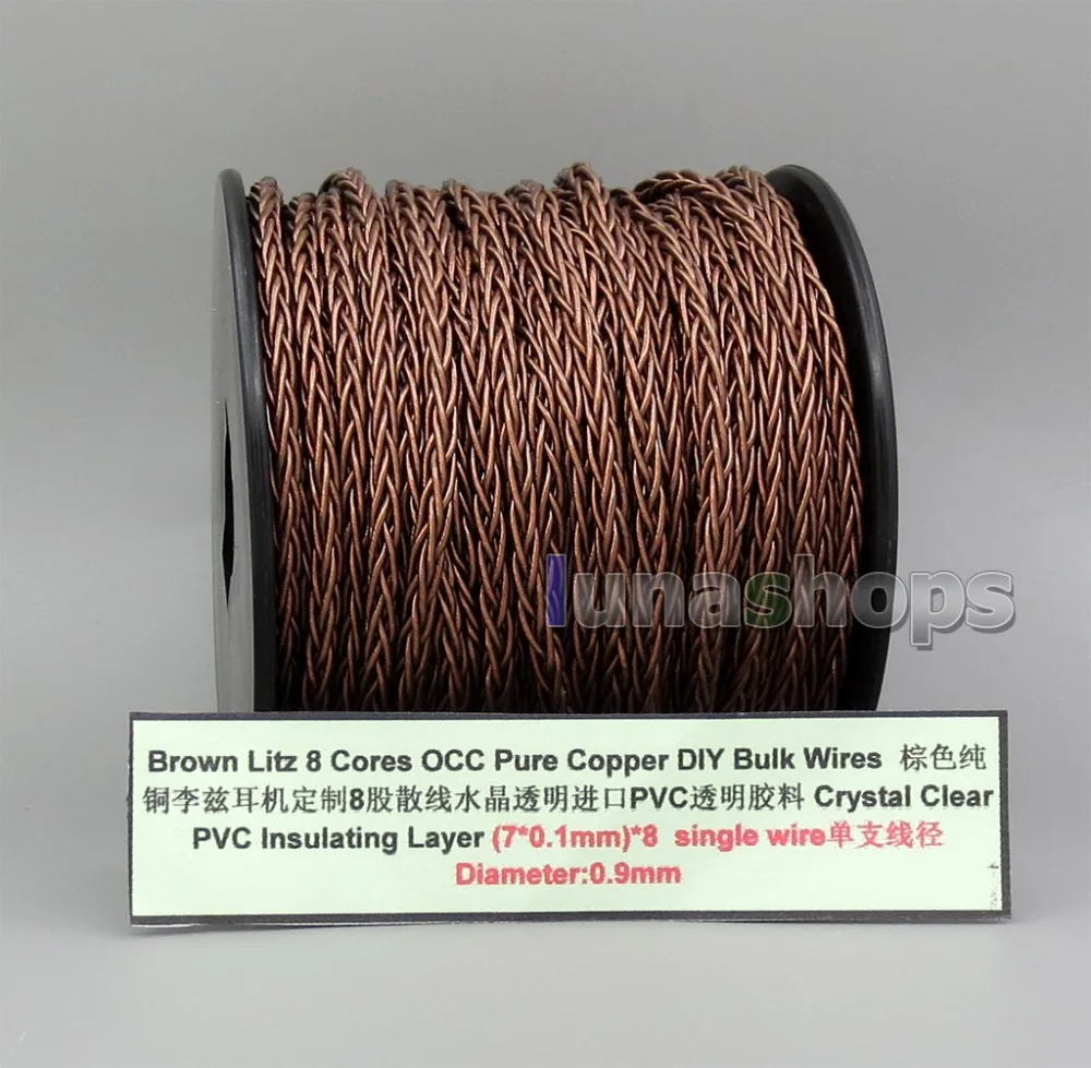 LN006143 Litz 8 Core чистый OCC посеребренный оптовый провод для пользовательских DIY Shure Fostex QDC ue 1964 westone кабель для наушников