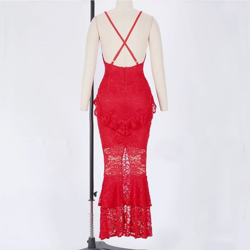 Ocstrade Runway Dress 2019 New Elegant Sexy White Sleeveless Wavy Front Slit Bodycon Long Lace Maxi Party | Женская одежда