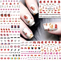 12 sheets beauty lip print water transfer nail art stickers decals nails decorations accessoires manicure supplies tools
