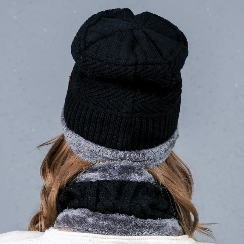 NEW Women's Knitted Hat Scarf Caps Neck Warmer Winter Hats For Men Women Skullies Beanies Warm Fleece Cap 6 Colors | Аксессуары для