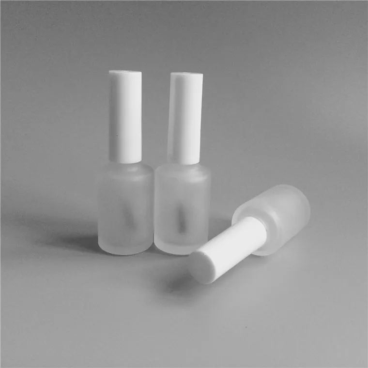 20pcs/lot 15ml Empty Frosted Round Nail Polish Bottle Portable Brush Nail Art Container Glass Nail Oil Bottles