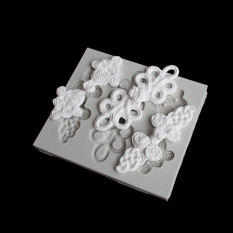 

Chinese knot silicone mold DIY fondant cake mousse mold chocolate dry Pez mold baking utensils