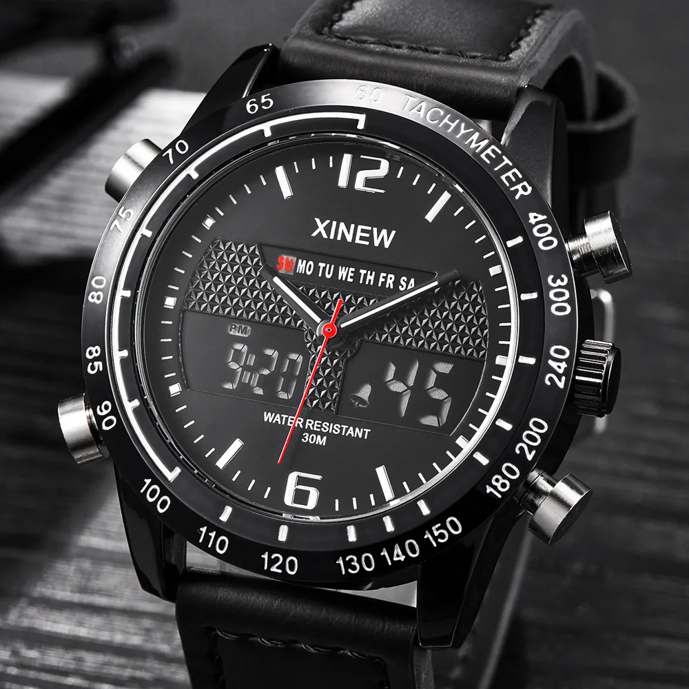 2019 Мужские кварцевые часы армейские спортивный светодиодный цифровой