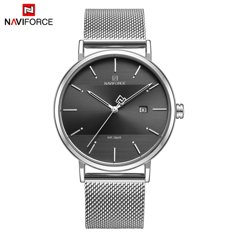 Men S B NAVIFORCE часы Топ бренд для мужчин простые кварцевые часы для мужчин s Мода Синий нержавеющая сталь водонепроницаемый наручные часы Relogio Masculino - Цвет: Men S B