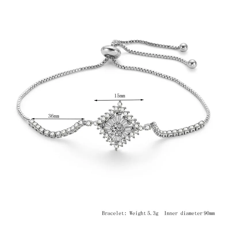 Модный кубический циркон геометрический регулируемый браслет Нежный квадратный