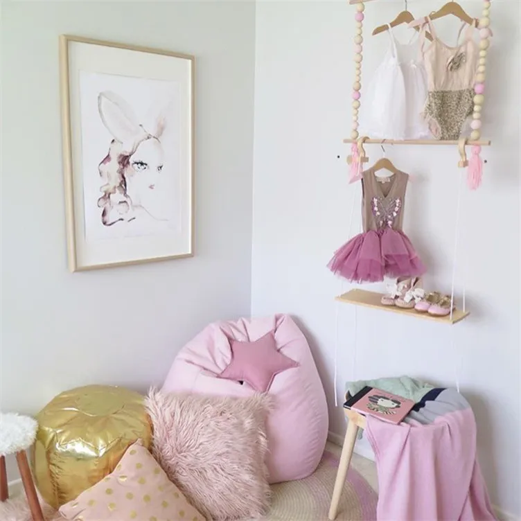 Деревянная гирлянда с бусинами милый баннер для детской спальни одежды