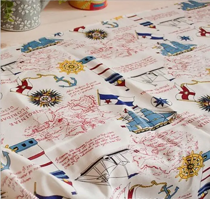 

150cm X 50cm wholesale bulk cotton linen nautical map fabric 100 x 148 cm