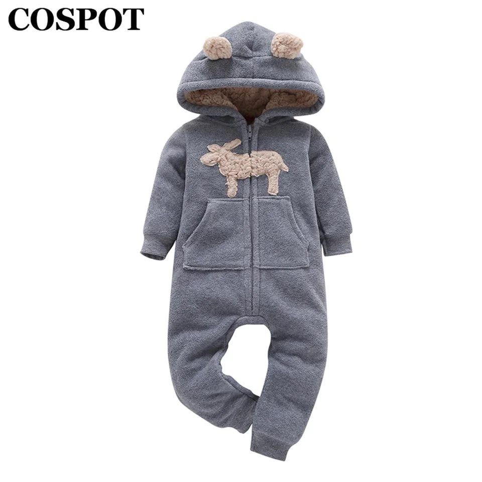 

COSPOT 2022 New Newborn Hooded Fleece Jumpsuit Cartoon one-piece Long Sleeve Romper Baby Boy Girls Body Suits Outfits 37