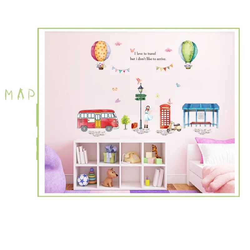 Воздушный шар автобус настенная наклейка украшение для дома детская комната