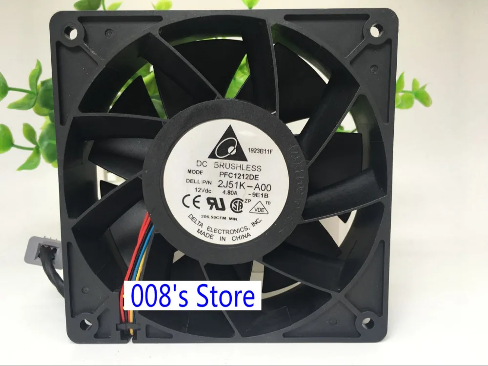 Радиатор кулер ЦП вентилятор для DELL Server PC PFC1212DE 12038 DC 12V 4.80A 9E1B 12 см 120*120*38 мм P/N 2J51K