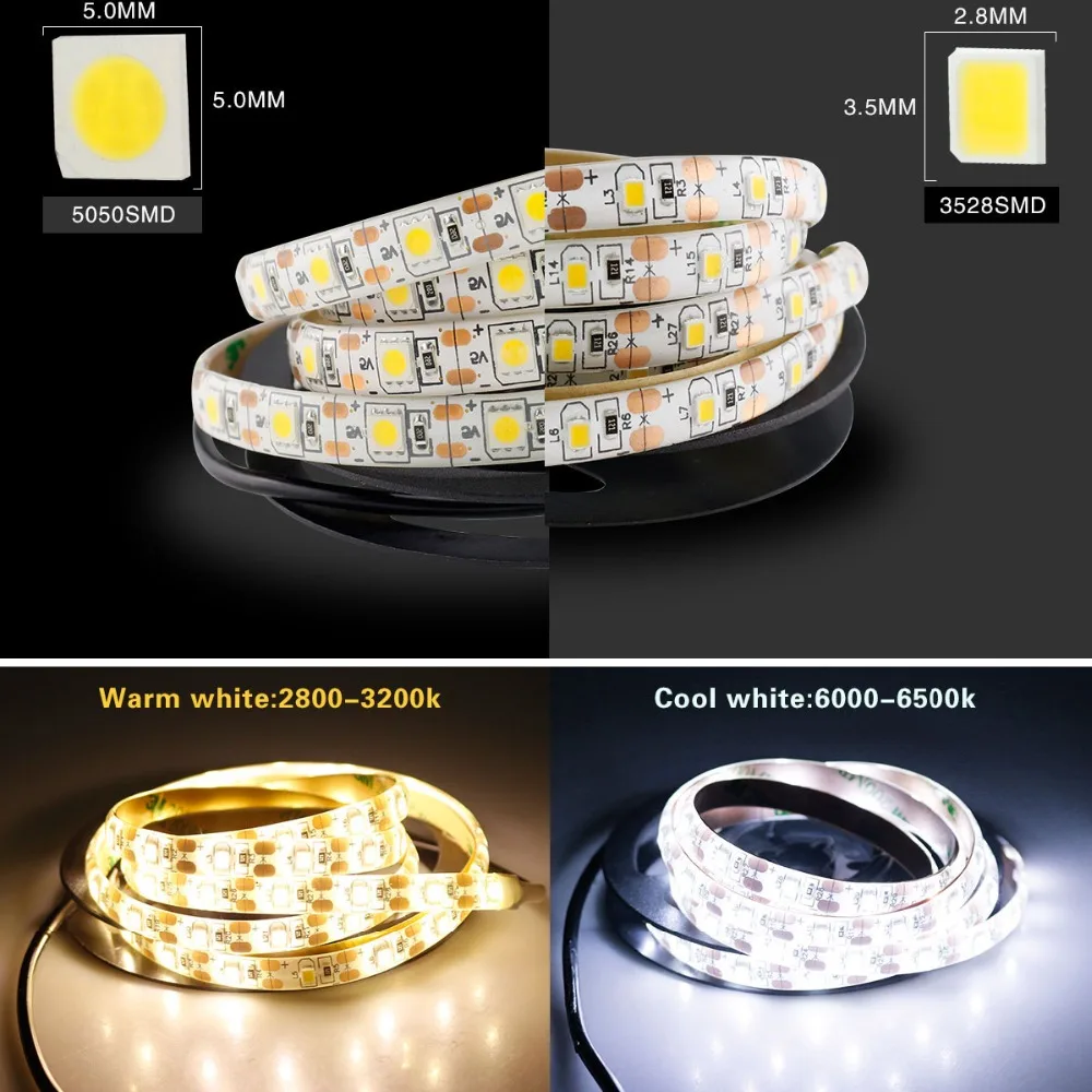 

60Leds DC 5V Led Strip USB Power Ribbon Tape 5050 3528 SMD 1M Waterproof IP65 String Lamp Wall Light TV Backgroud For Home Decor