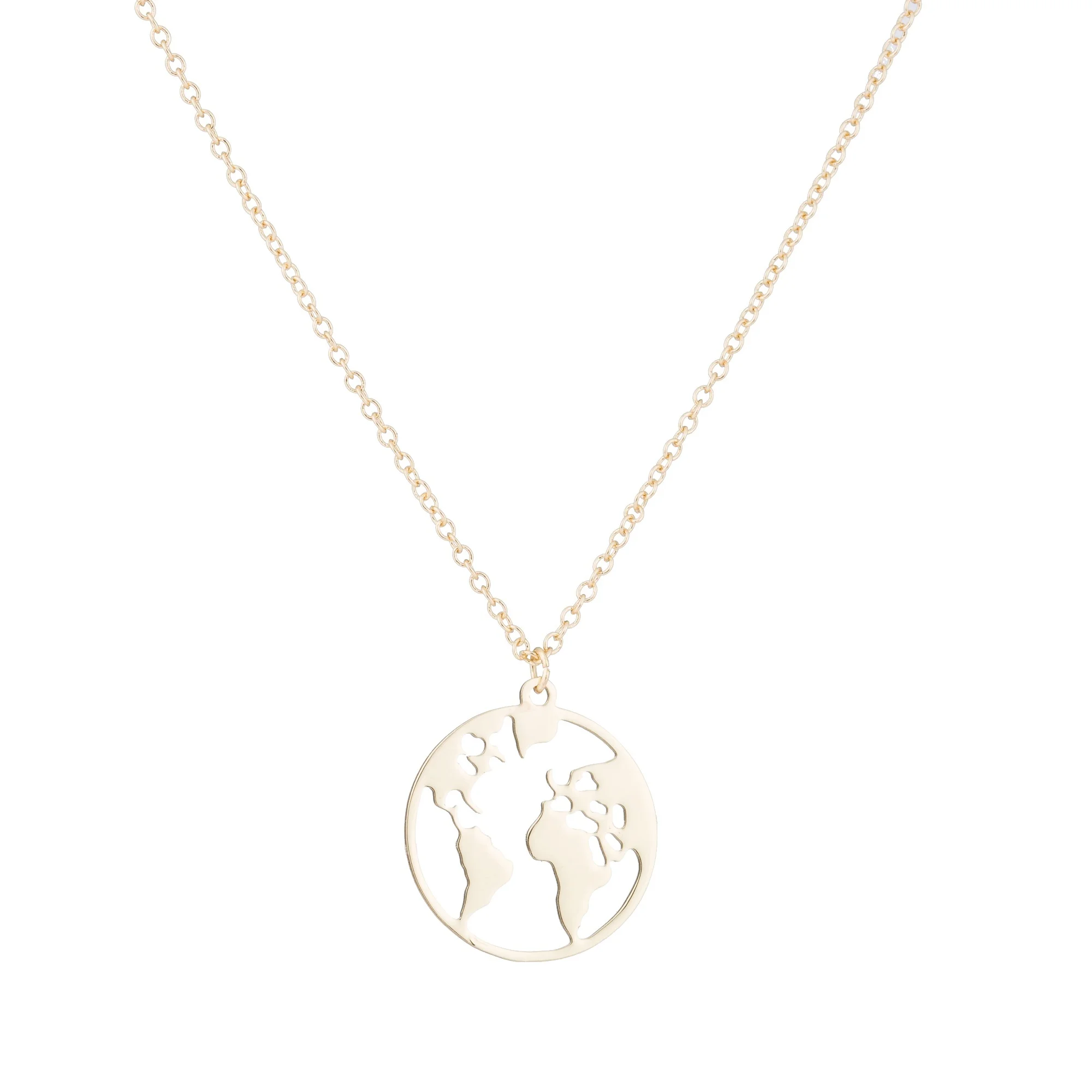 necklace A Геометрический круг Карта Ожерелье серьги милая карта мира браслет ювелирные изделия для женщин девушки подарок Мода Семь континента ювелирные изделия - Окраска металла: necklace A
