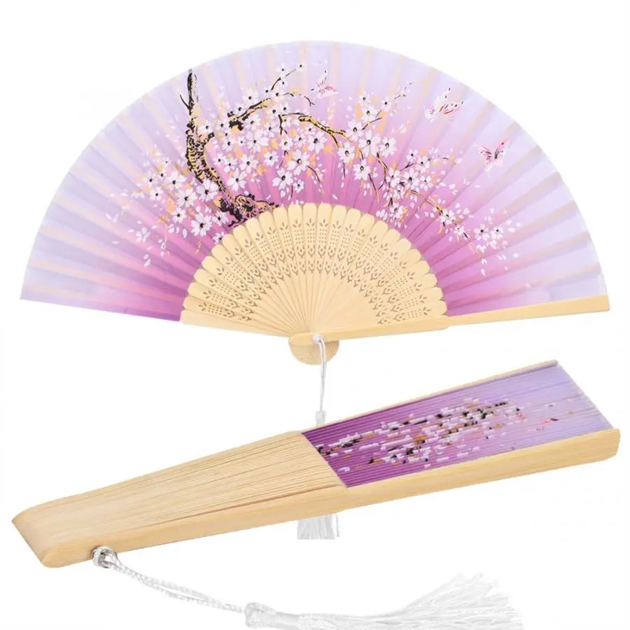 Китайский складной Шелковый веер ретро бамбуковый Ручной Веер с цветочным