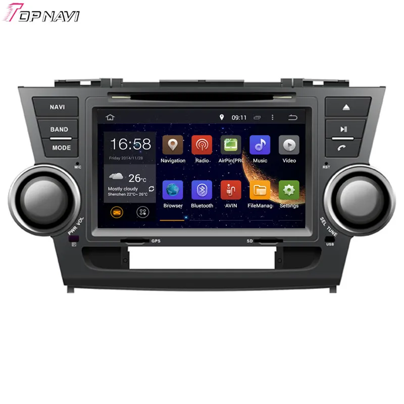 

TOPNAVI 8 ''Octa Core 4 Гб RAM Android 6,0 автомобильное радио стерео GPS для Toyota Highlander 2008 аудио DVD плеер