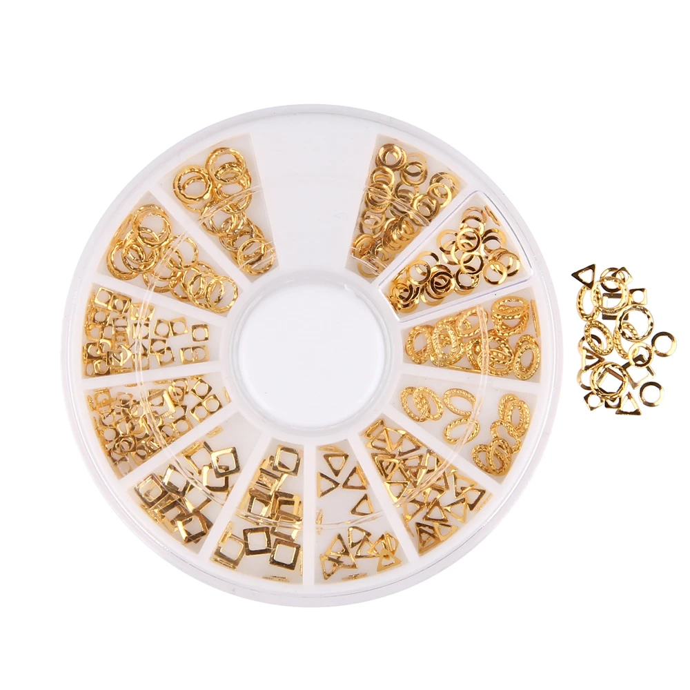 300 шт./кор. 3D смешанные Дизайн Золото Мини дизайн ногтей наклейки Ongle Полые