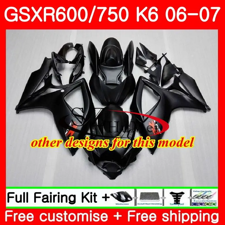 Обтекатели Bodys для SUZUKI GSXR 750 600 R600 GSX R750 06 07 синий черный 31SH8 GSXR750 K6 GSXR600 2006 2007|body|body black