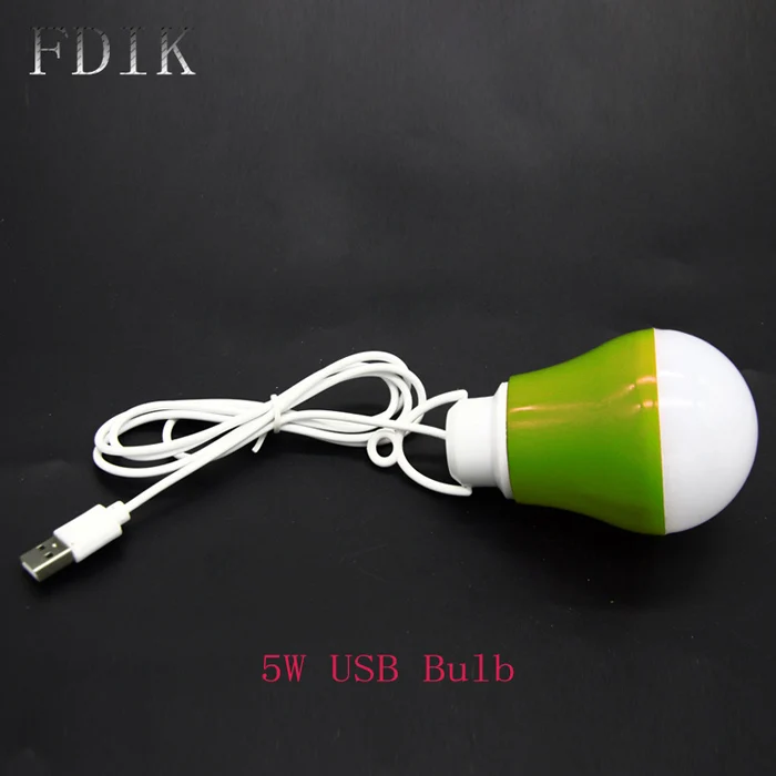Green Портативная лампочка USB, красочный экологический светильник из ПВХ, 5 В, 5 Вт, светодиодный светильник для походов, кемпинга, путешествий, открытый светильник, ночной Светильник - Испускаемый цвет: Green