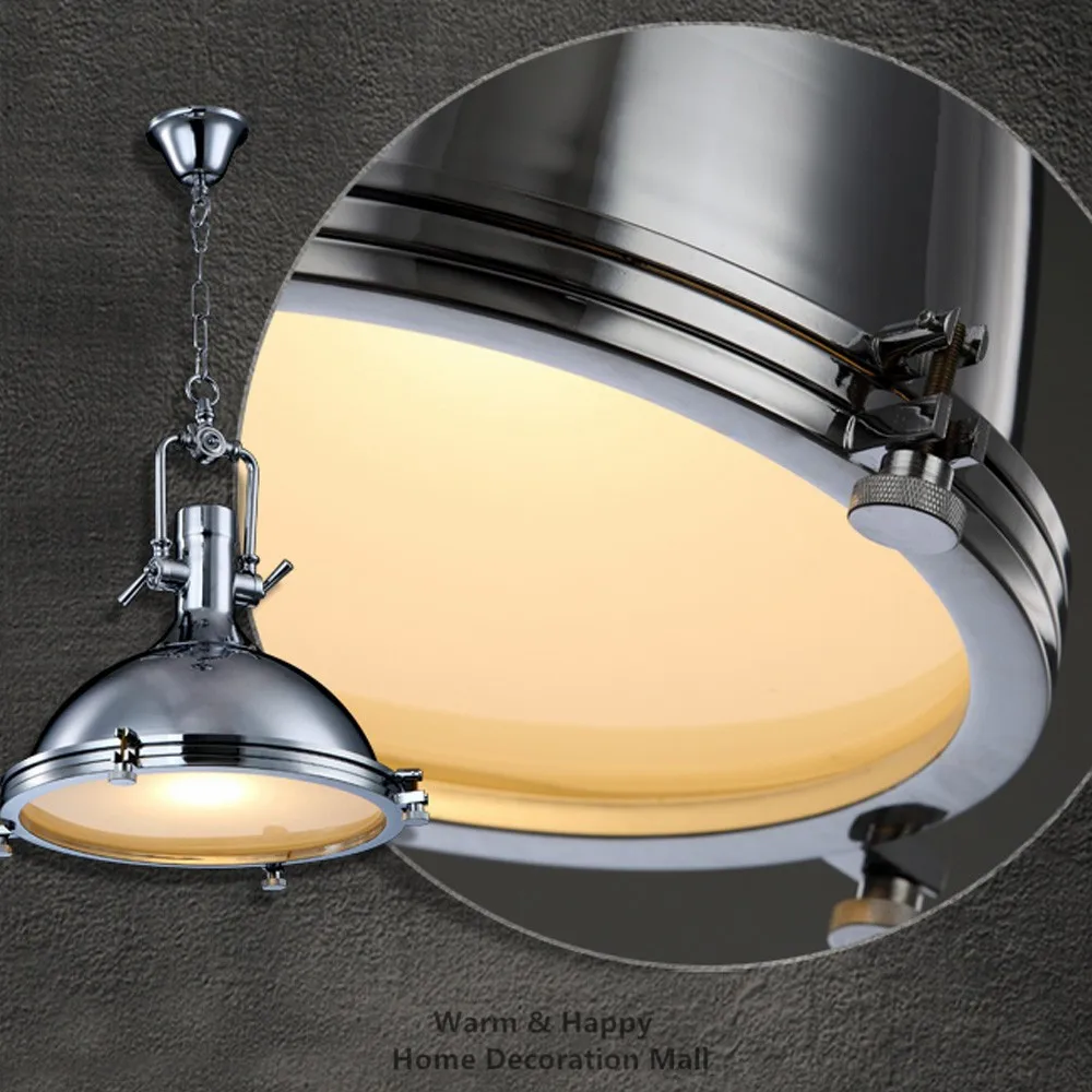 Металлический промышленный хромированный подвесной светильник кантри