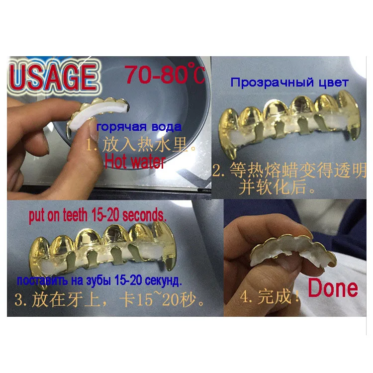 Подвеска для зубов Hey Rapper металлическая накладка верхних и нижних в стиле хип хоп