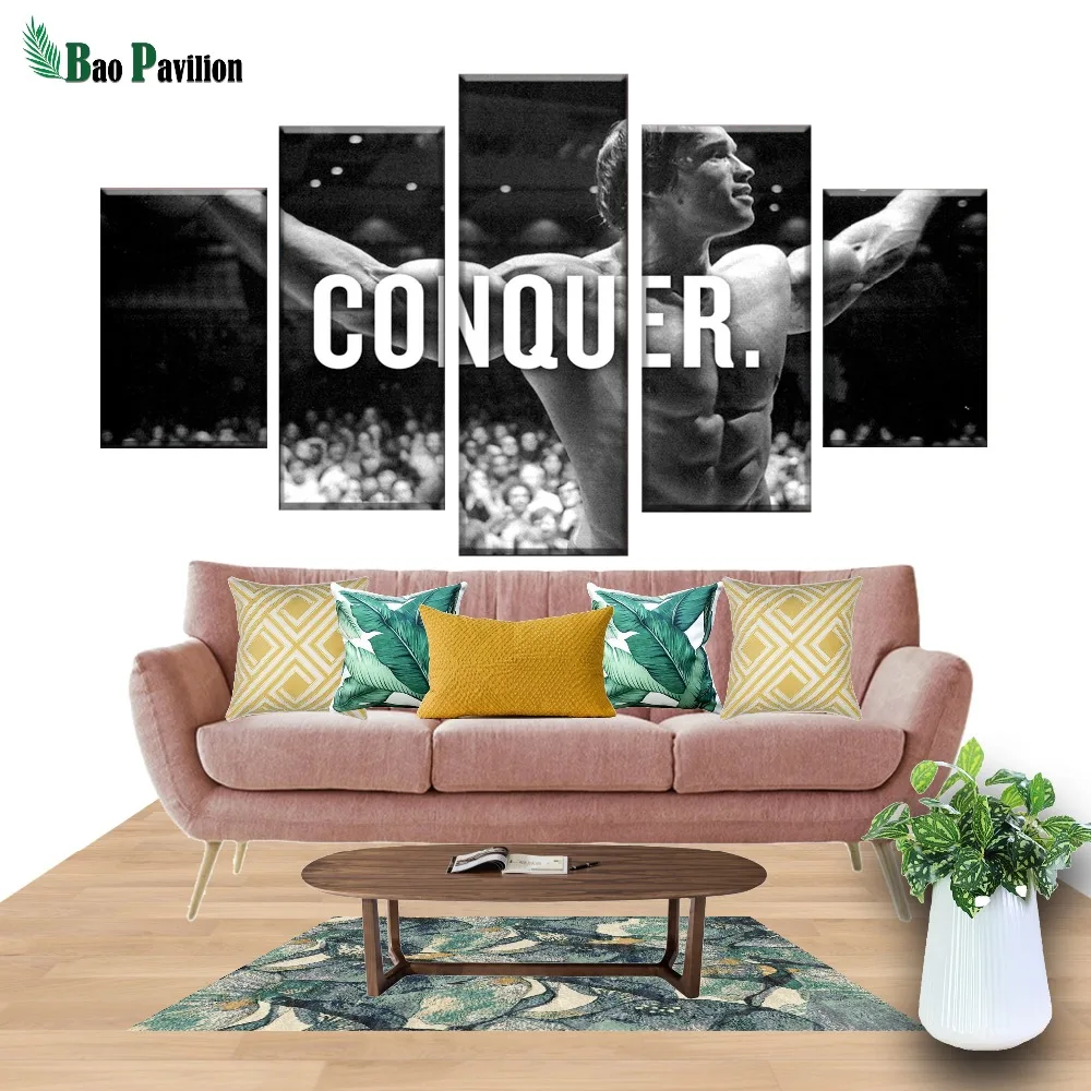 

Modern Wall Art Canvas HD Prints Frame Modular Poster 5 Pieces Conquer Pictures Arnold Schwarzenegger Painting Home Decor
