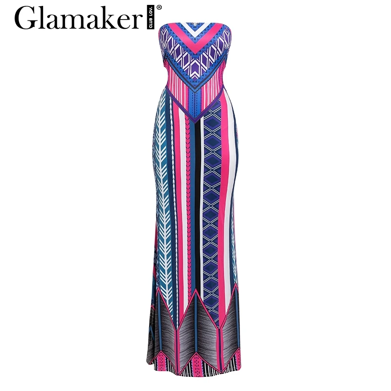 Rose Red Glamaker трикотажное сексуальное платье размера плюс в стиле бохо, женское весеннее облегающее платье макси без рукавов, летнее пляжное винтажное праздничное Клубное платье - Цвет: Rose Red