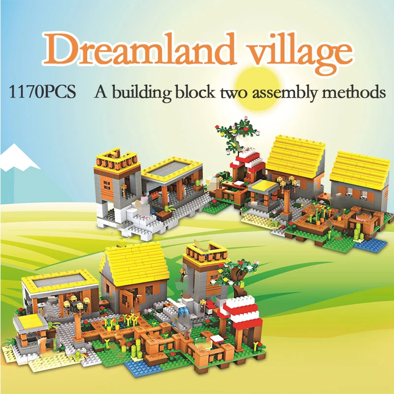 1170 шт. Dream Village мой мир серии строительные блоки маленького размера идущие гвардии